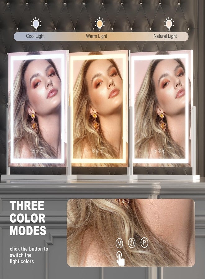 Hasipu مرآة زينة هاسيبُو بإضاءة، مرآة مكياج بإضاءة تكبير 10x، قابلة لتعديل شدة الإضاءة بثلاثة أوضاع، تحكم بشاشة لمس، مرآة مكياج LED مقاس 17 × 22 بوصة - Image 3